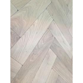 P125/22 Tumbled Rustic Oak Parquet Flooring Blocks Mat White Washed Finish, size 22x70x280mm