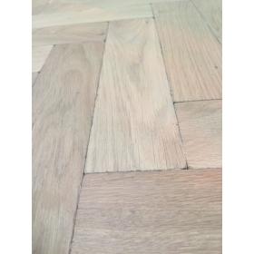 Sample of P125/16 Tumbled Rustic Oak Parquet Flooring Blocks Mat White Washed Finish, size 16x70x280mm