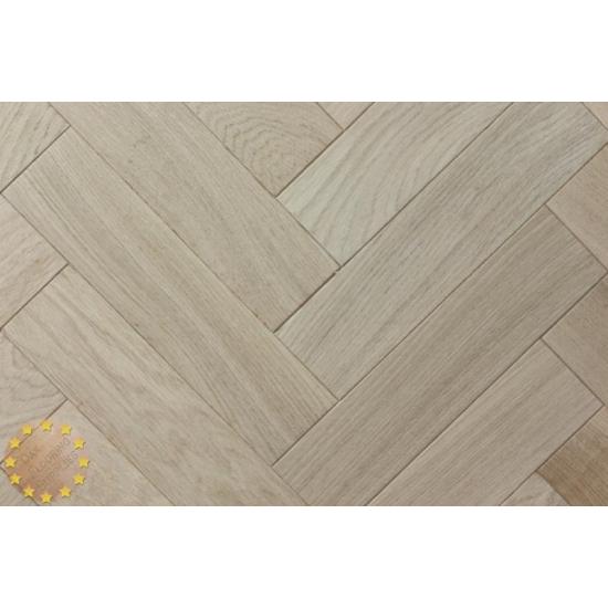Sample of P105/22 Rustic Brushed+Microbevel Oak Parquet Flooring Blocks Unfinishead 22x70x280mm