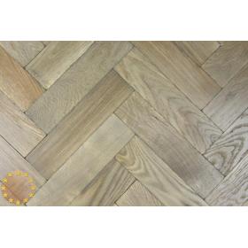 Sample of P122/22 Tumbled Parquet Flooring, Weather Oak size 22x70x280mm