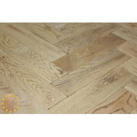 Sample of P127/22 Light Burnt Tumbled Parquet Flooring, size 22x70x280mm