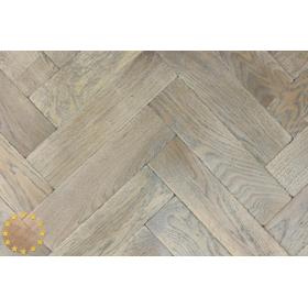 Sample of P130/22 Vulcanic Dust Tumbled Parquet Flooring, size 22x70x280mm