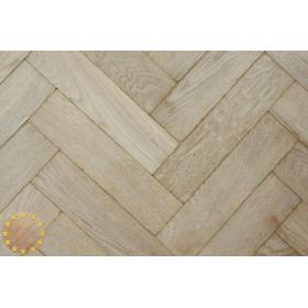 Sample of P131/16 White Reaction Solid Parquet Flooring, size 16x70x280mm