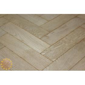 Sample of P131/22 White Reaction Solid Parquet Flooring, size 22x70x280mm