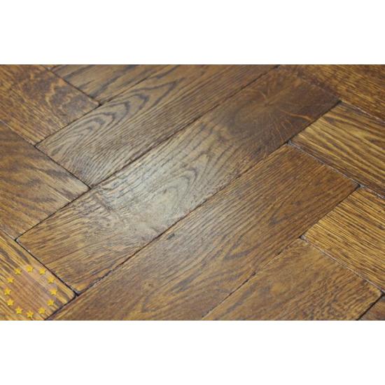 Sample of P134/22 Double Dark Oak Solid Parquet Flooring, size 22x70x280mm
